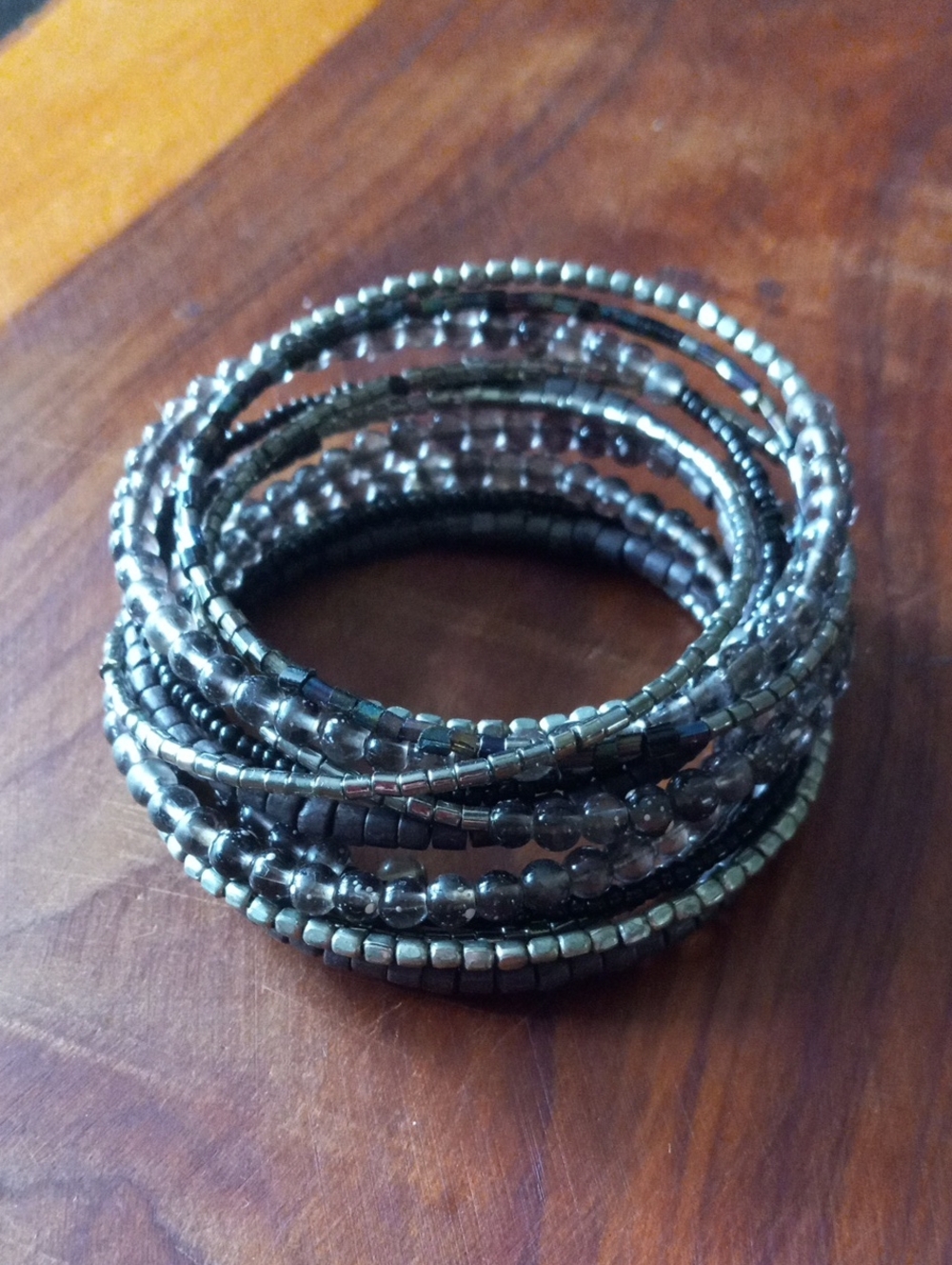 Bohemian Gunmetal Grey Multi-Strand Beaded Wrap Bracelet